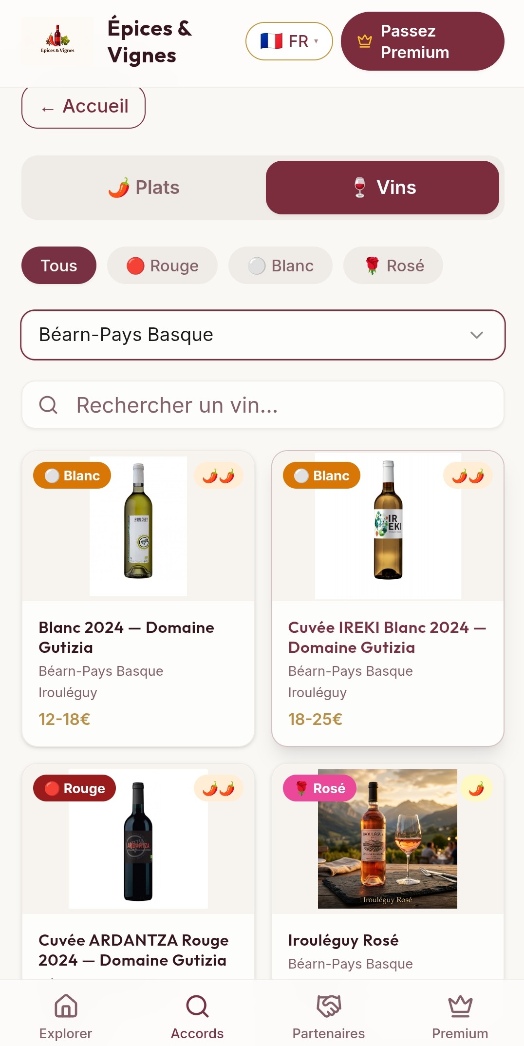 Explorer par vin — Épices & Vignes